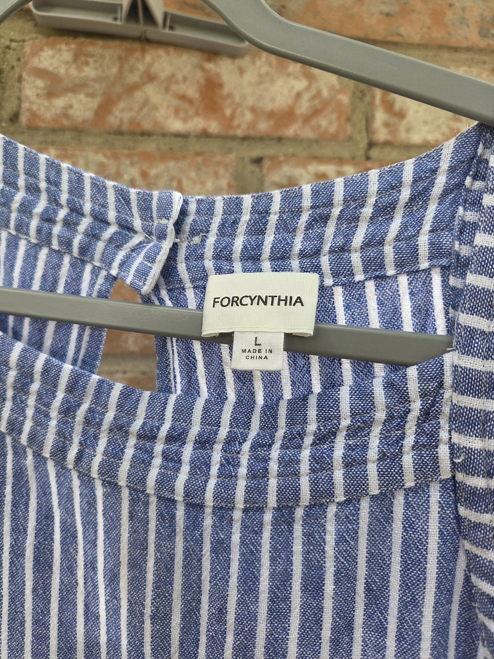 For Cynthia Blue and White Striped Sleeveless Dress Size L - Picture 4 of 5
